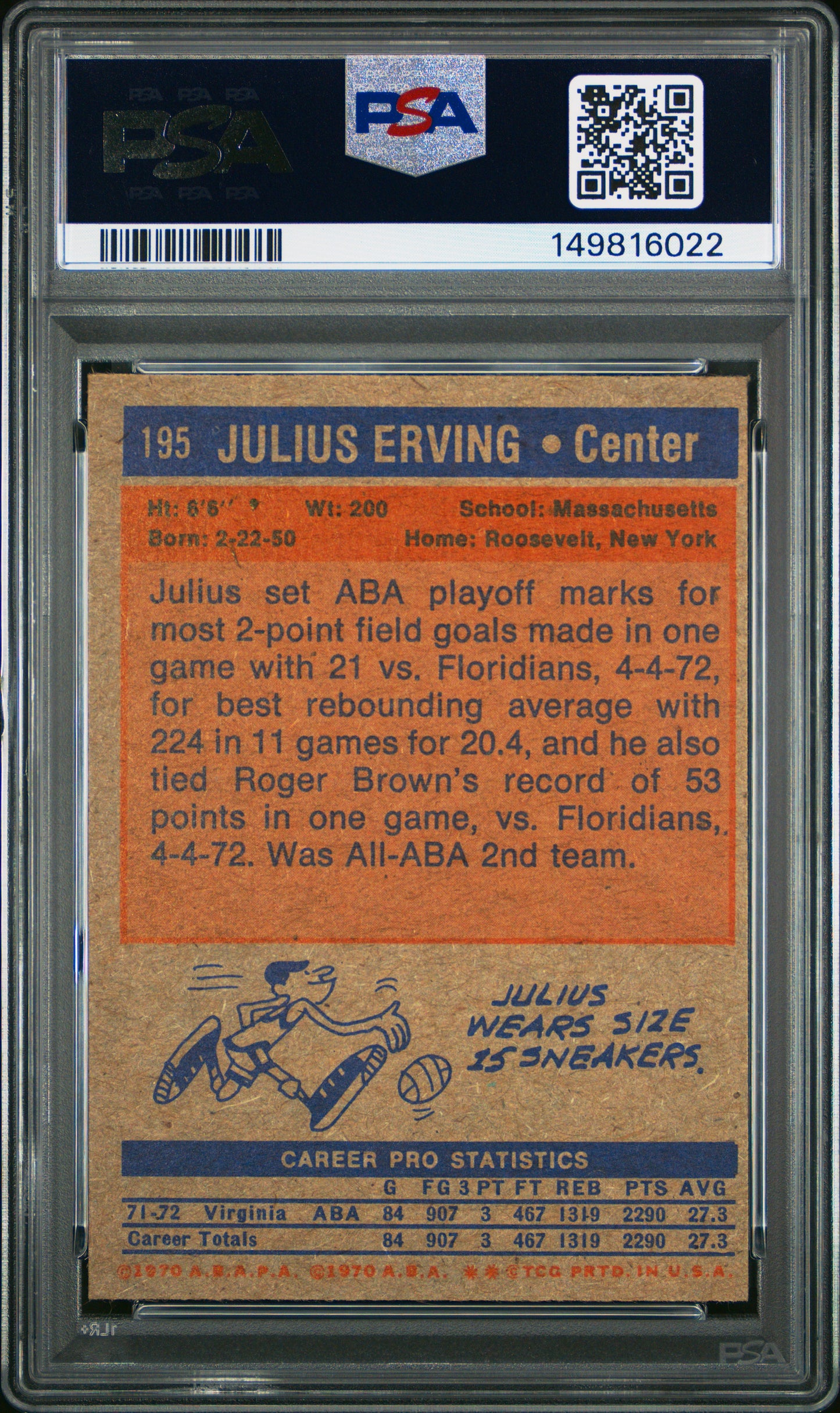 1972 Topps Julius Erving #195 PSA 8