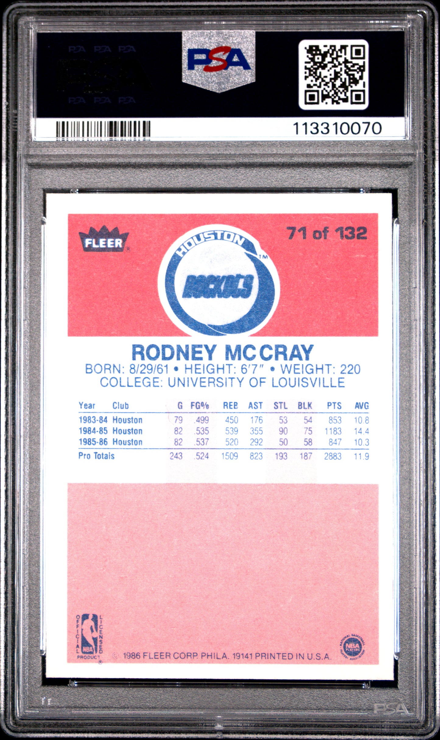 1986 Fleer Rodney Mccray #71 PSA 9