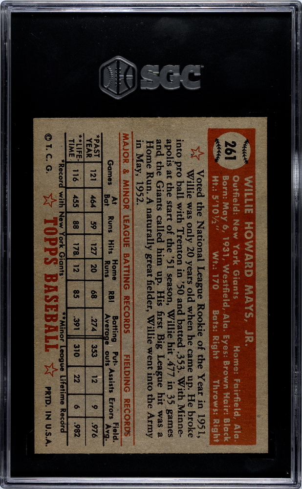 1952 Topps Willie Mays #261 SGC 7