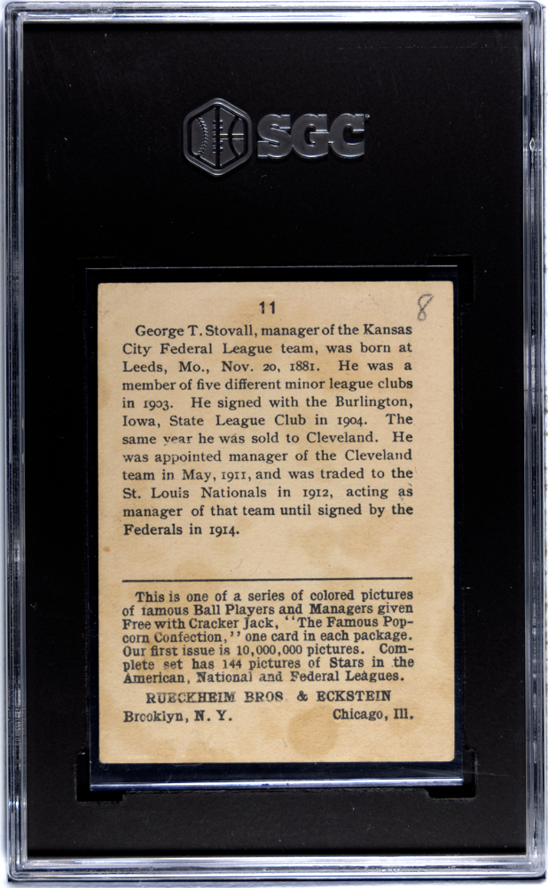 1914 Cracker Jack George Stovall #11 SGC 2
