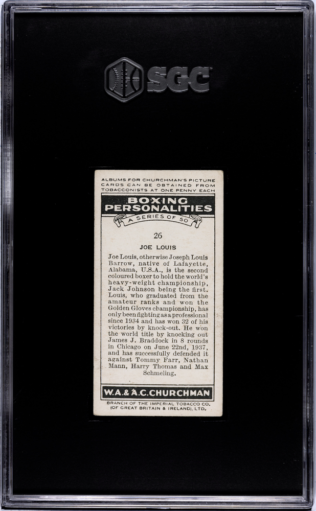 1938 Churchman's Cigarettes Joe Louis #26 Boxing Personalities SGC 5