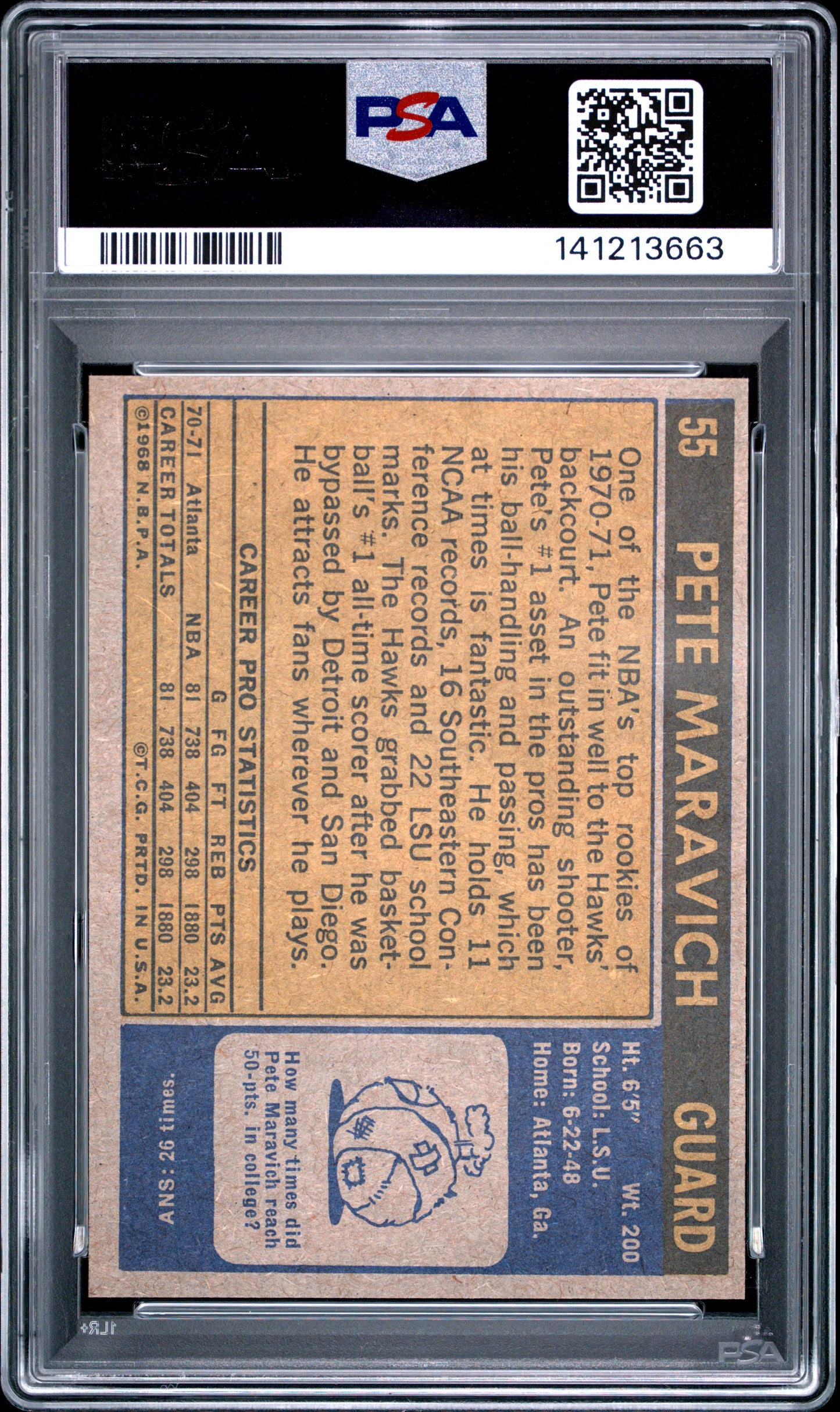 1971 Topps Pete Maravich #55 PSA 6