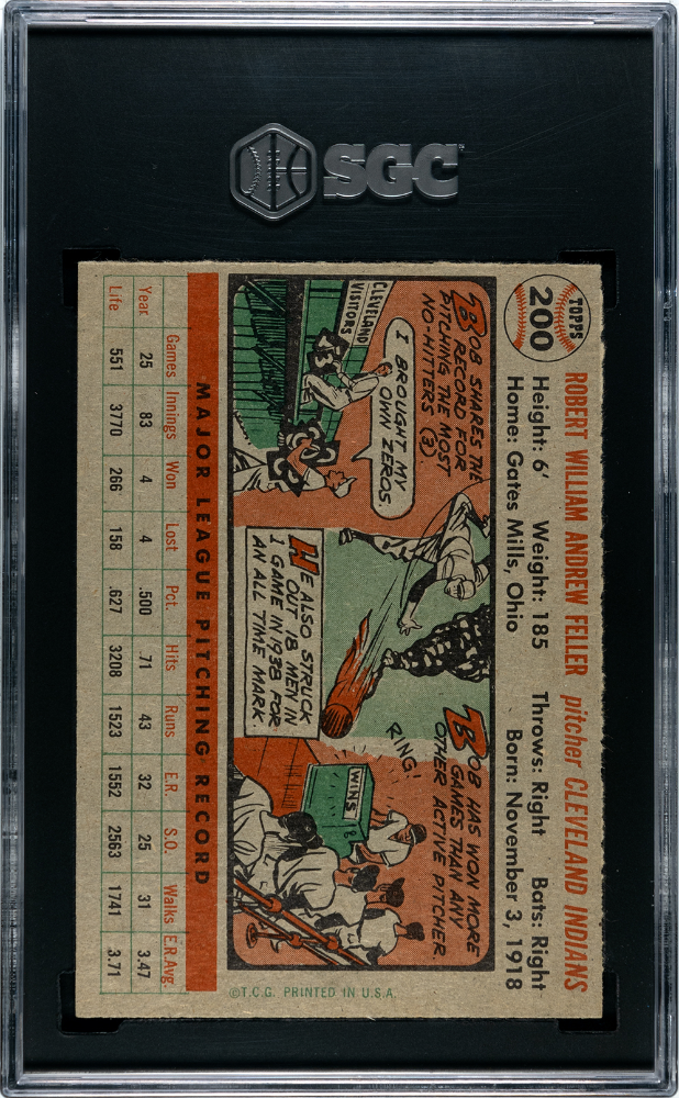 1956 Topps Bob Feller #200 SGC 3.5