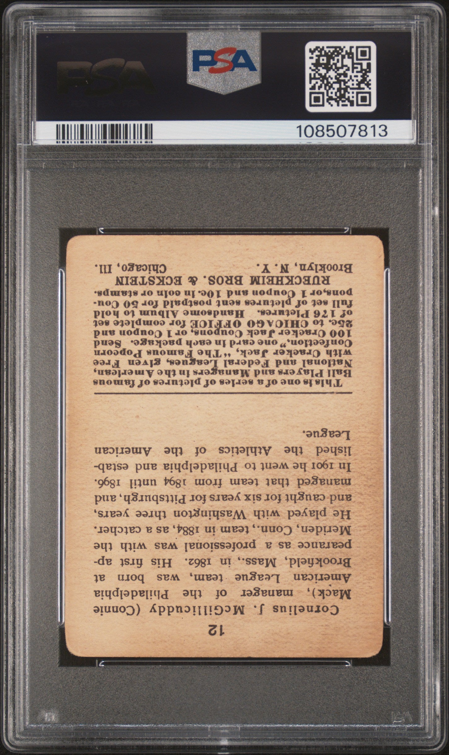 1915 Cracker Jack Connie Mack #12 PSA 2