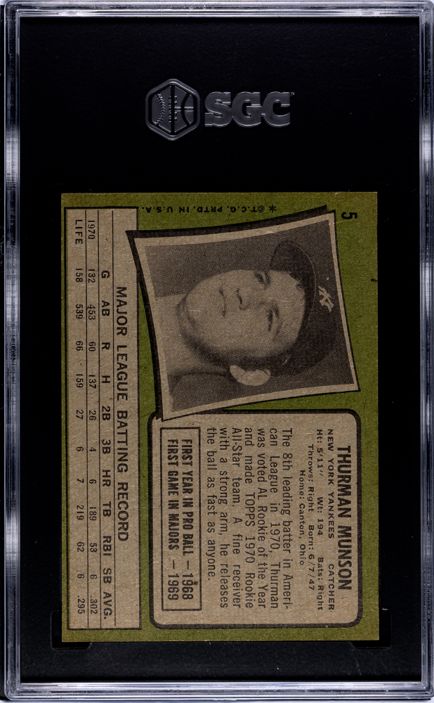 1971 Topps Thurman Munson #5 SGC 8