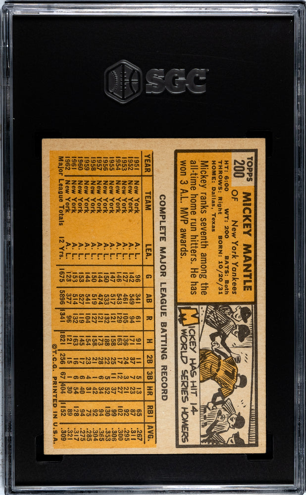 1963 Topps Mickey Mantle #200 SGC 6