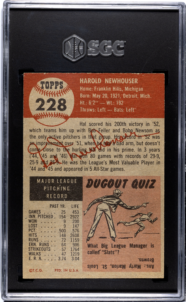 1953 Topps Hal Newhouser #228 SGC 5