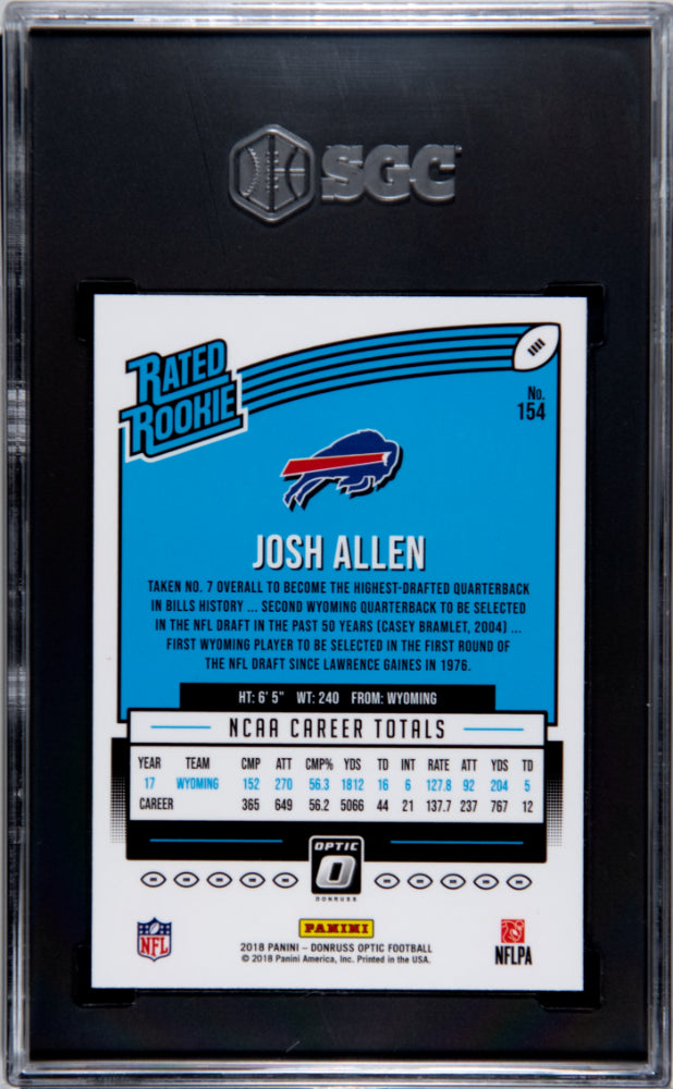 2018 Donruss Optic Josh Allen #154 SGC 9.5