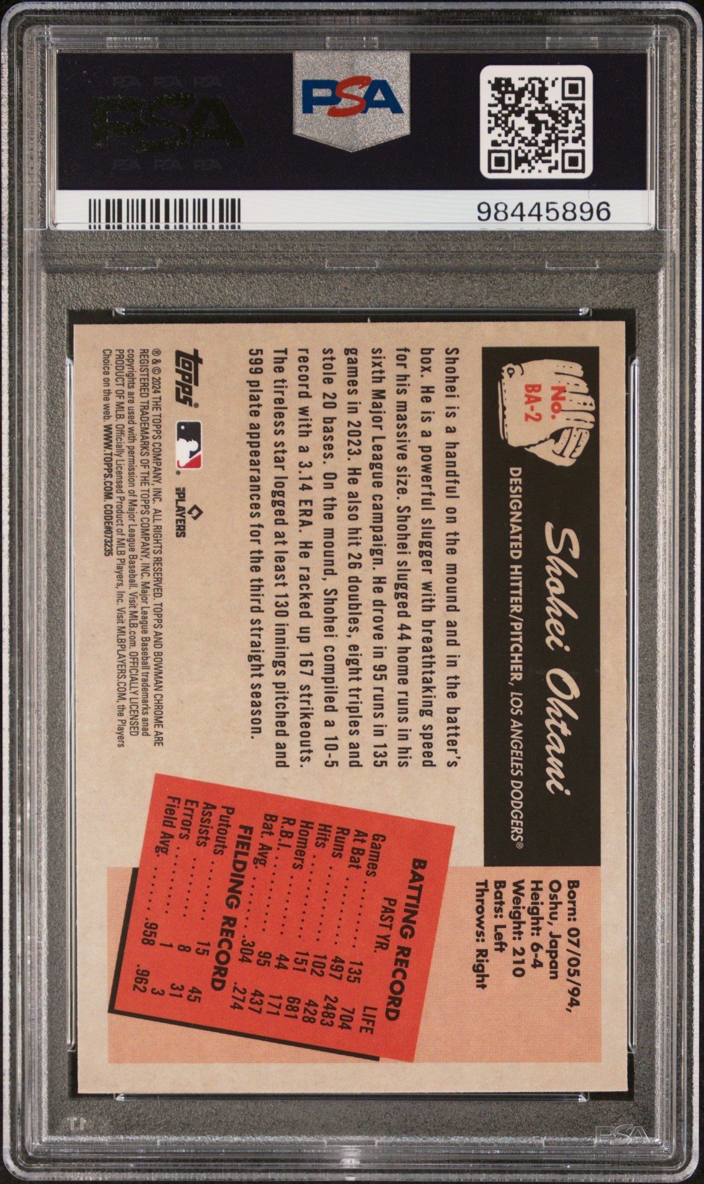 2024 Bowman 1955 Bowman Anime Shohei Ohtani #BA2 PSA 9