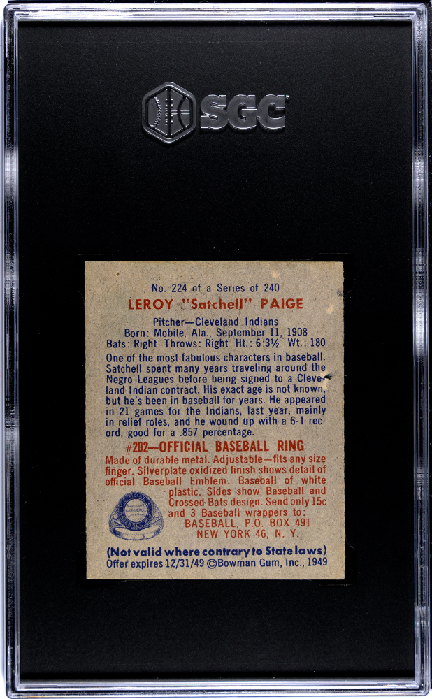 1949 Bowman Satchell Paige #224 SGC 6