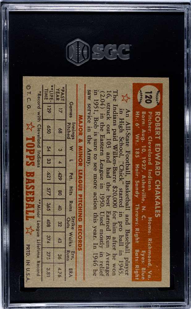 1952 Topps Bob Chakales #120 SGC 6