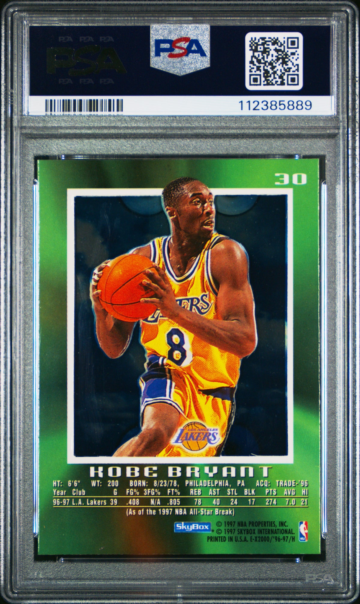 1996 Skybox E-X2000 Kobe Bryant #30 PSA 4