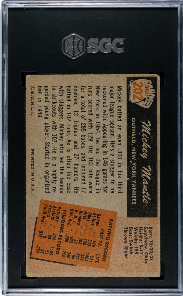 1955 Bowman Mickey Mantle #202 SGC 3