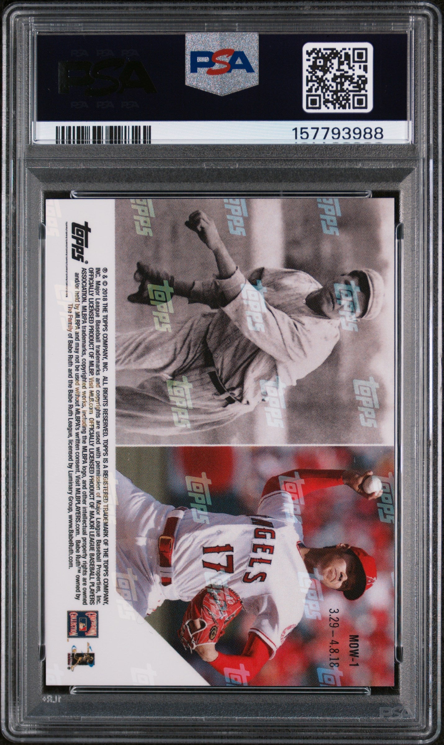 2018 Topps Now Moment Of The Week S. Ohtani B. Ruth #MOW1 PSA 10