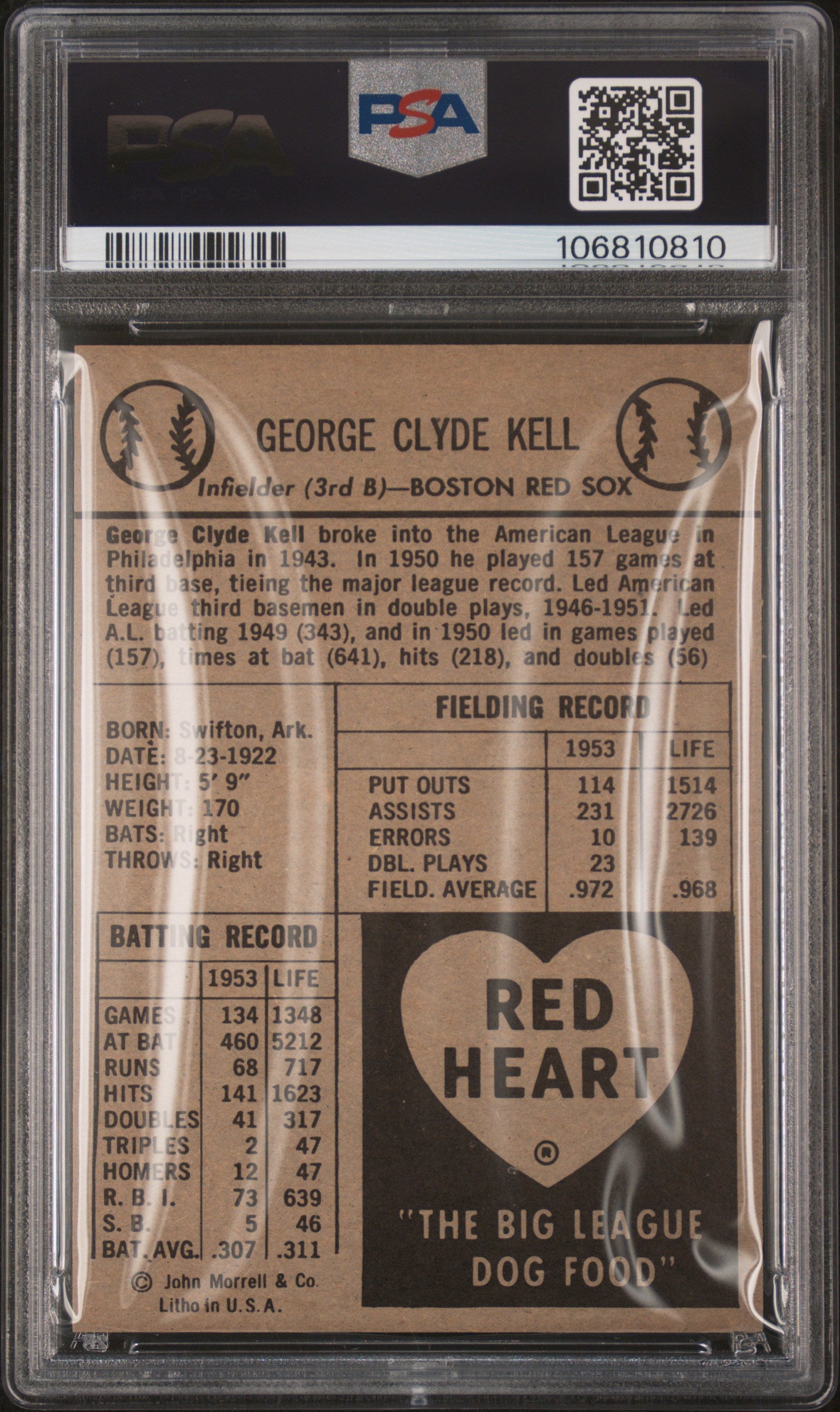 1954 Red Heart George Kell PSA 7.5