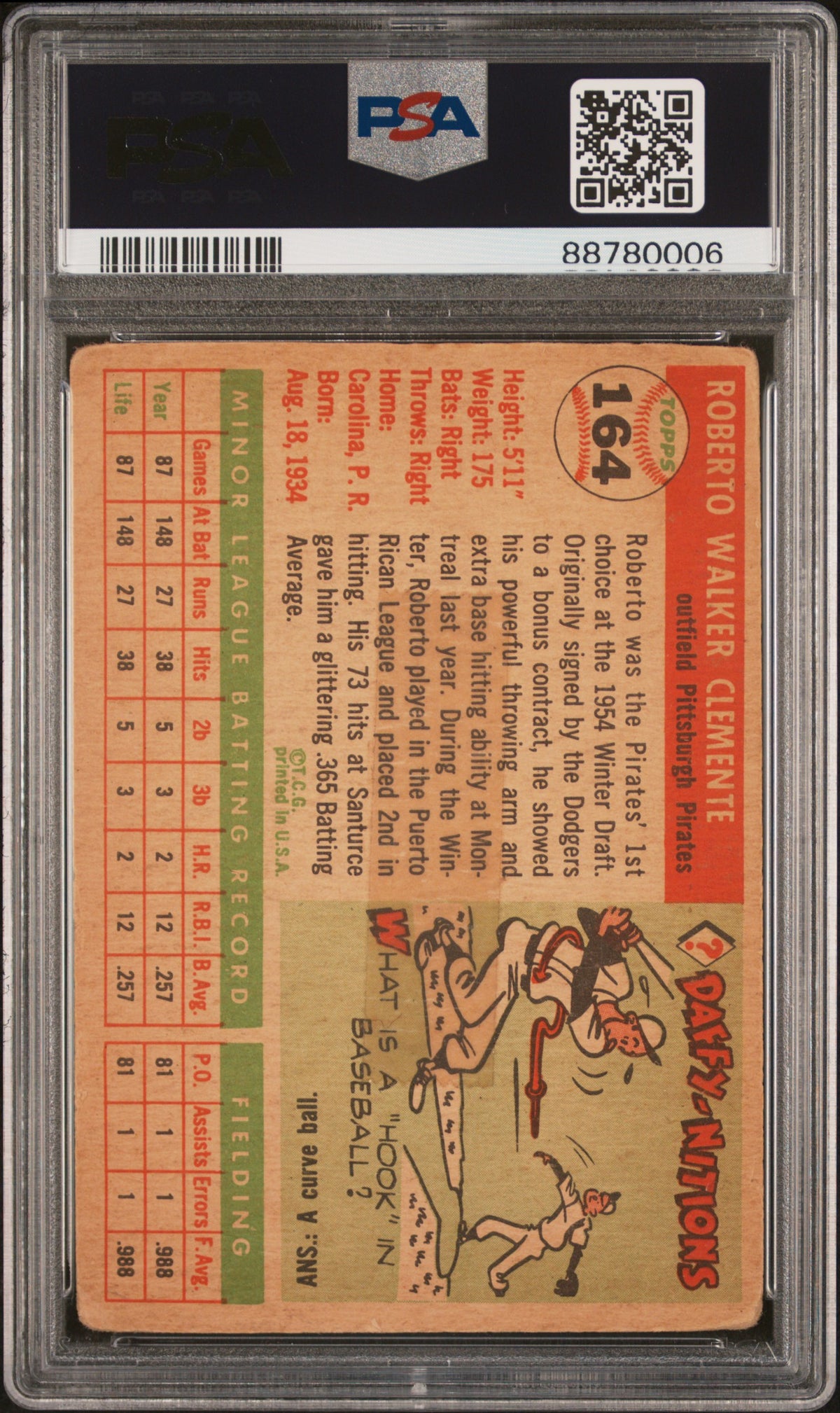 1955 Topps Roberto Clemente #164 PSA 1.5