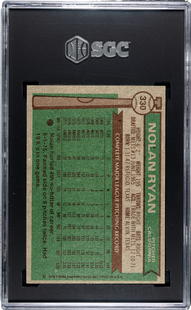 1976 Topps Nolan Ryan #330 SGC 6.5