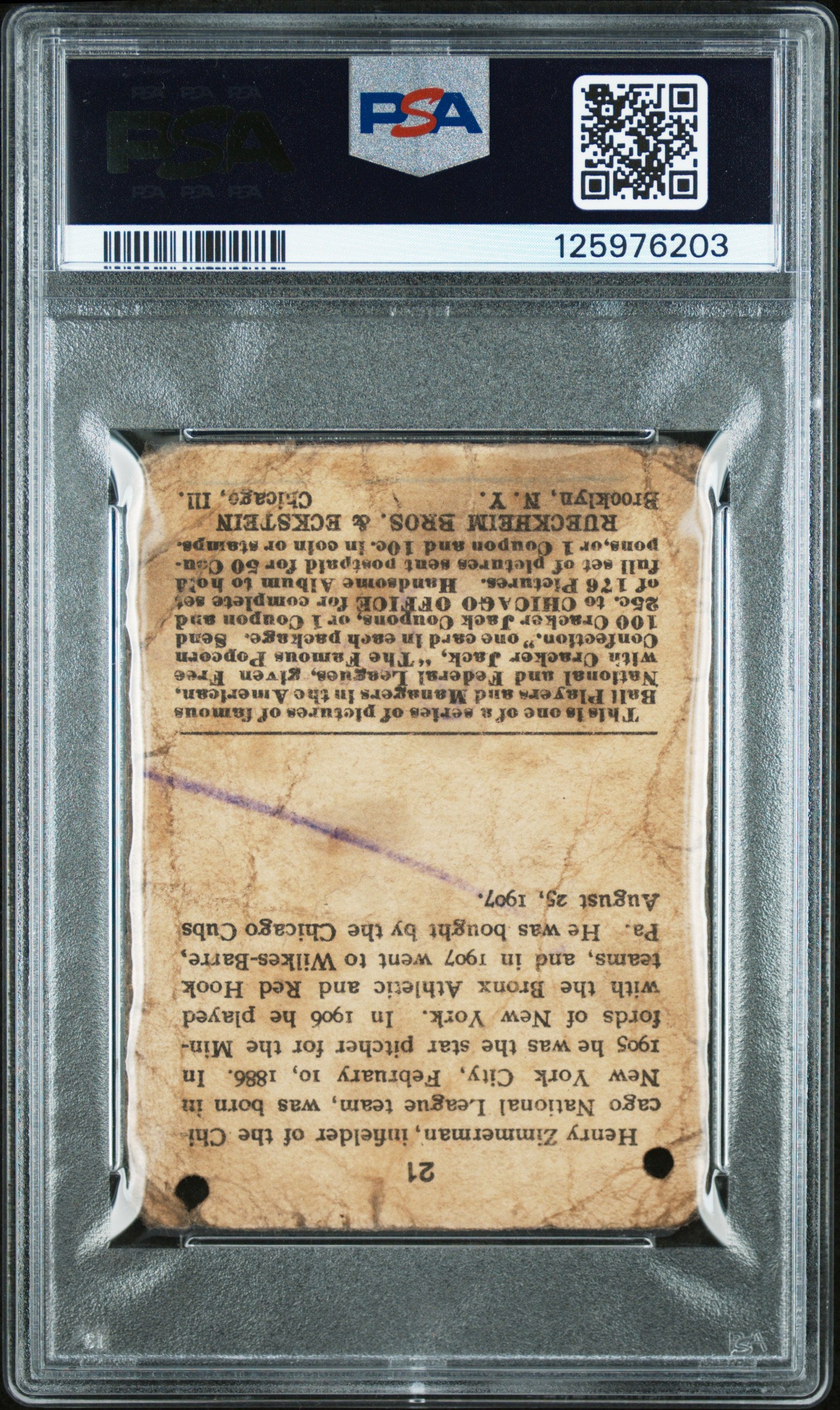 1915 Cracker Jack Heinie Zimmerman #21 PSA A