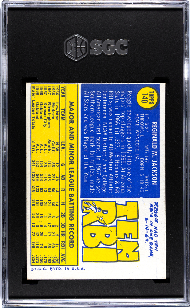 1970 Topps Reggie Jackson #140 SGC 6