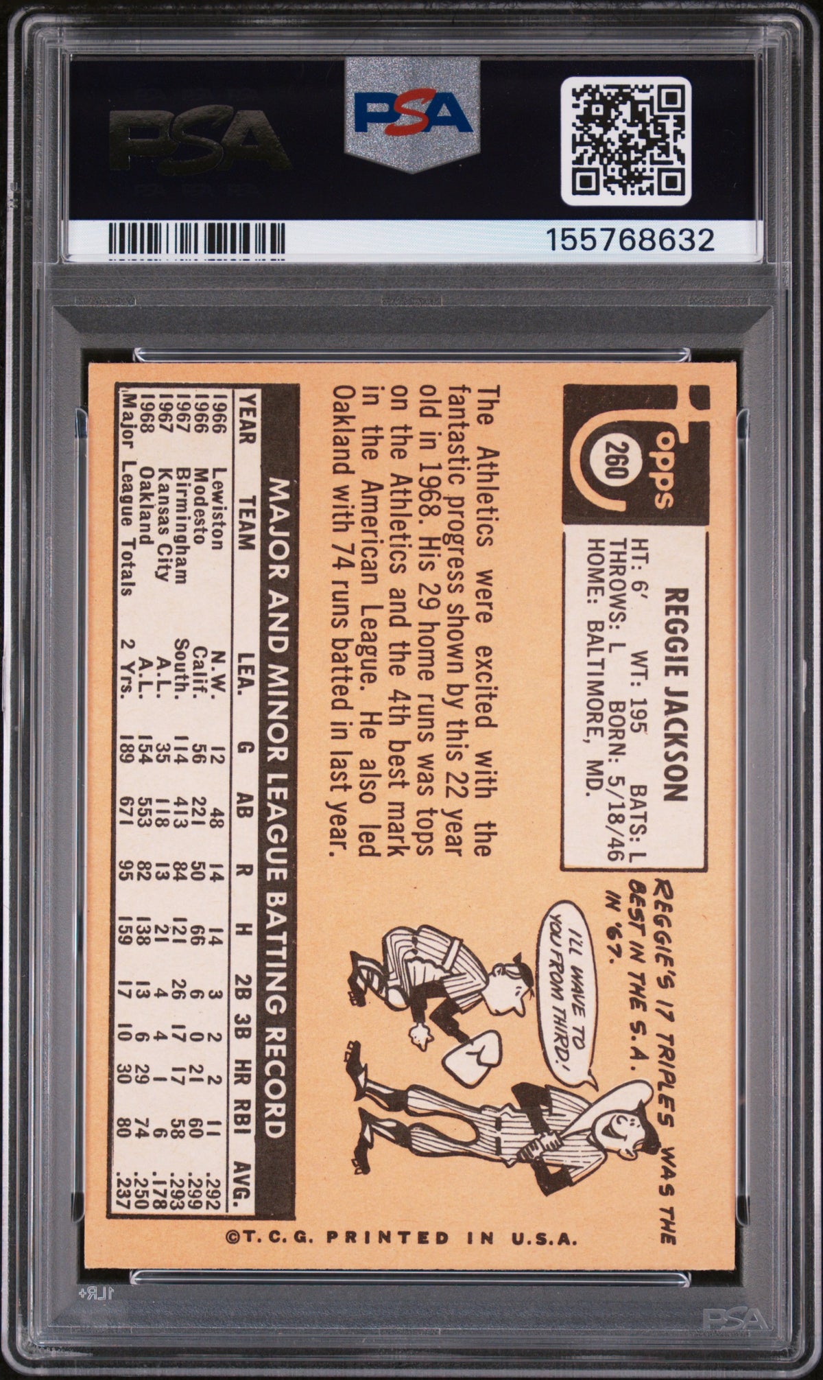 1969 Topps Reggie Jackson #260 PSA 6