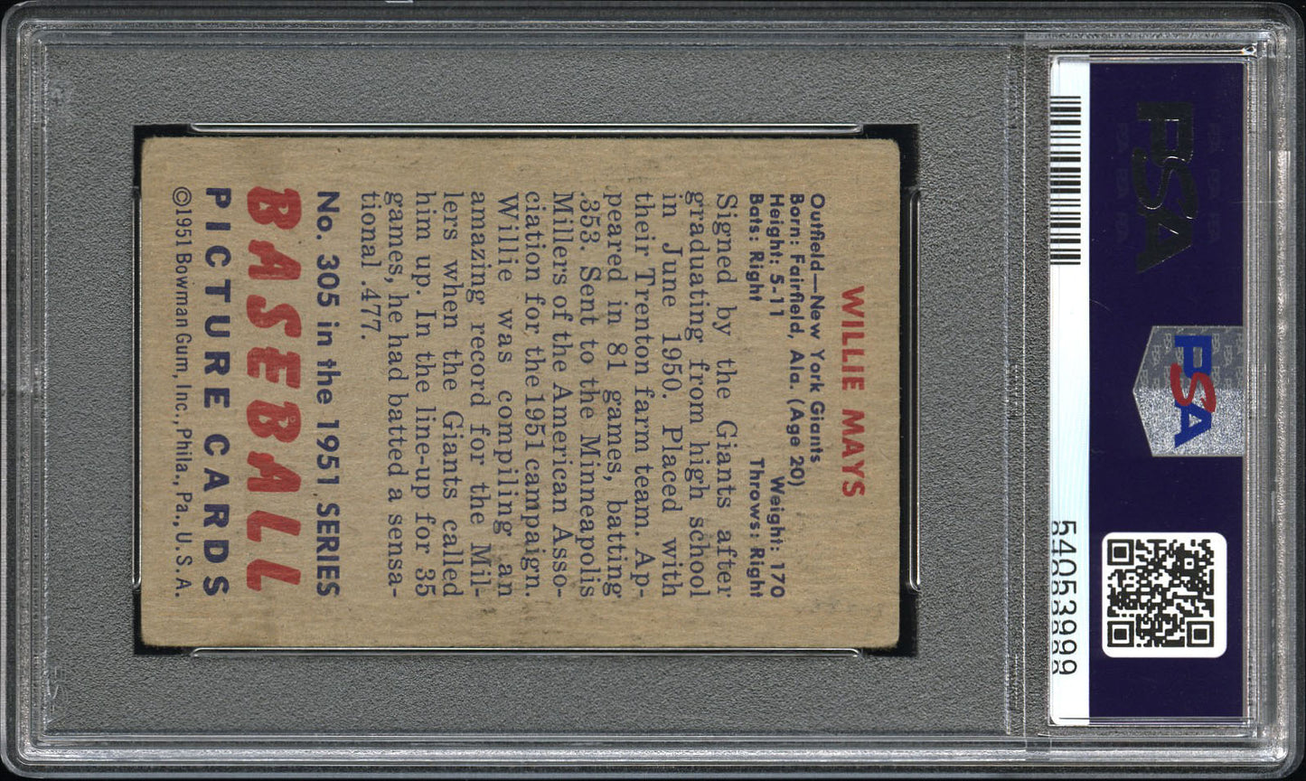 1951 Bowman Willie Mays #305 PSA 2