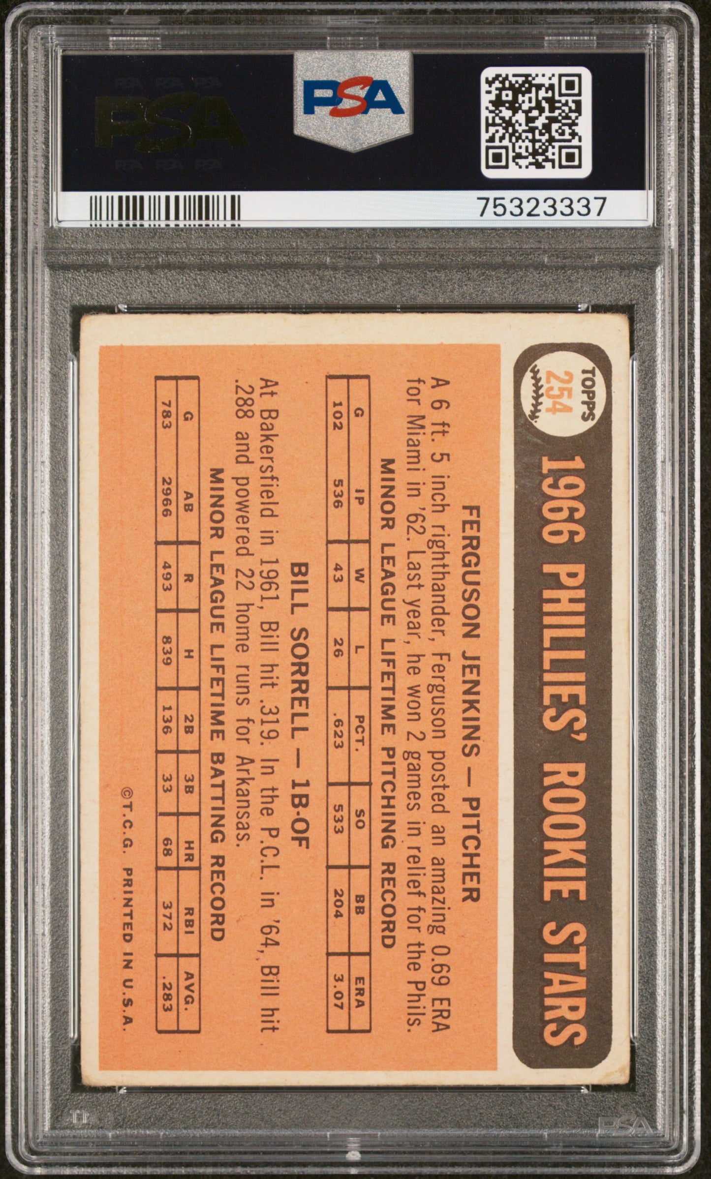 1966 Topps Phillies Rookies #254 Phillies Rookies PSA 3 Auto 10