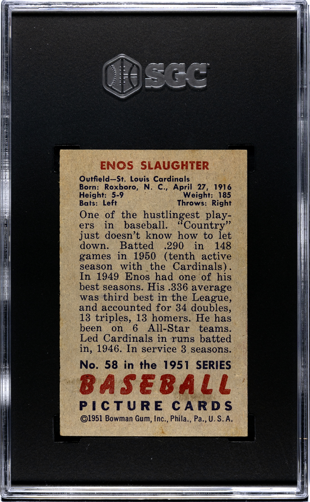 1951 Bowman Enos Slaughter #58 SGC 6
