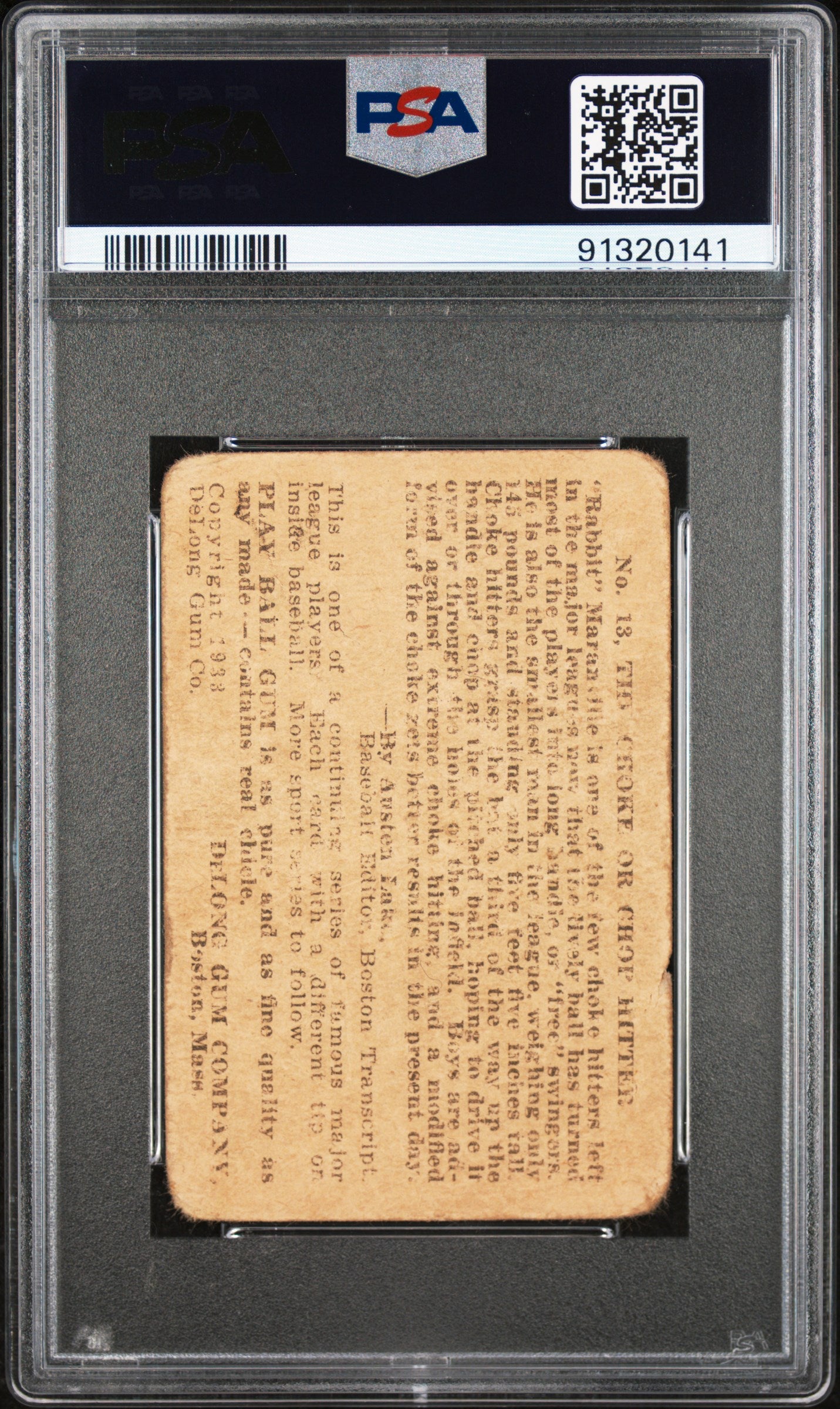 1933 Delong Rabbit Maranville #13 PSA 1