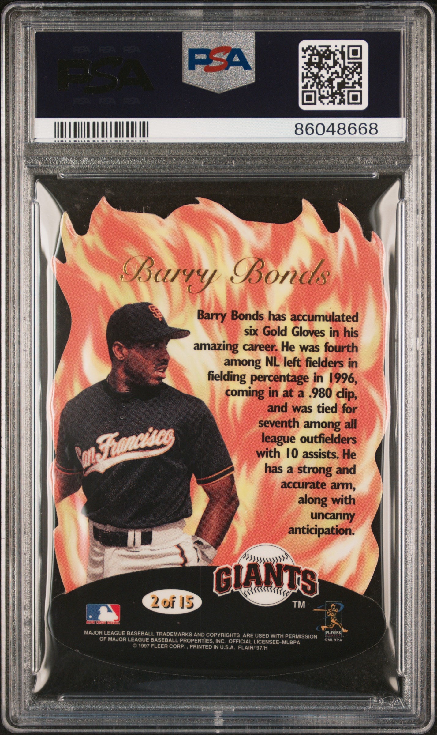 1997 Flair Showcase Hot Gloves Barry Bonds #2 PSA 9