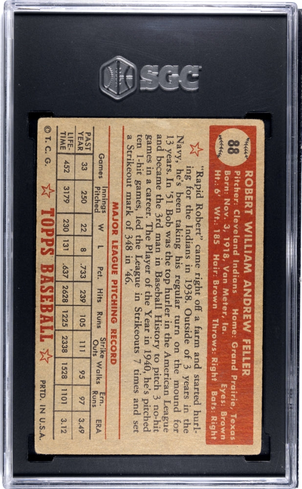 1952 Topps Bob Feller #88 SGC 3.5