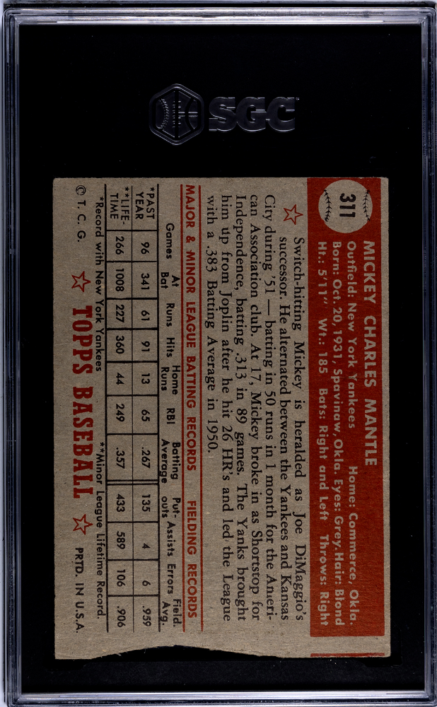 1952 Topps Mickey Mantle #311 SGC A