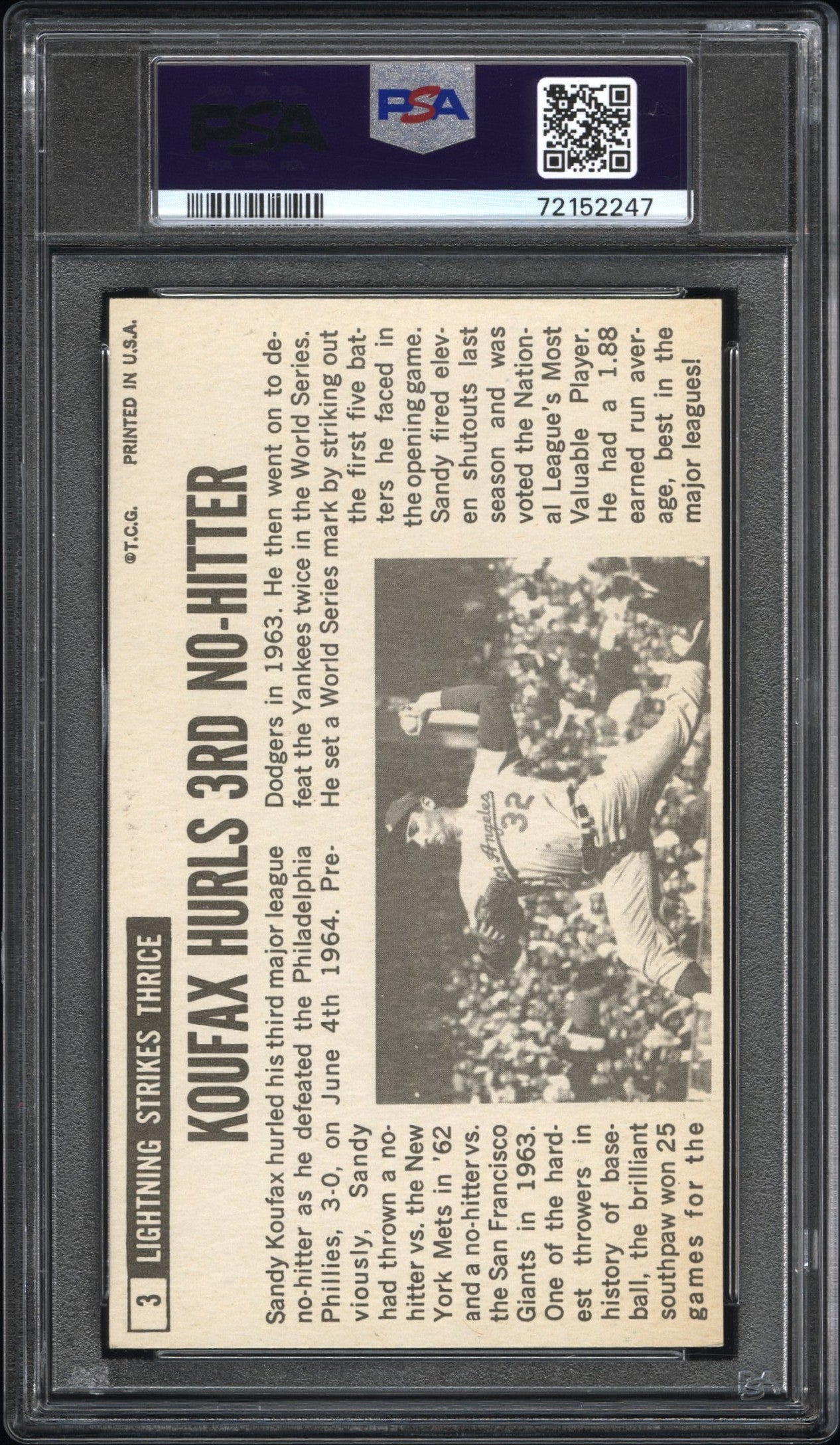 1964 Topps Giants Sandy Koufax #3 PSA 6