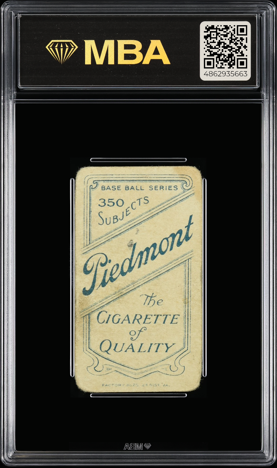 1911 T206 Claude Rossman Piedmont 350 MBA 1.5