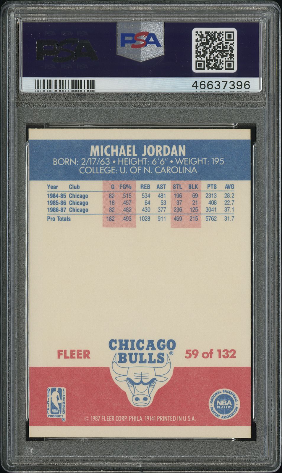 1987 Fleer Michael Jordan #59 PSA 8