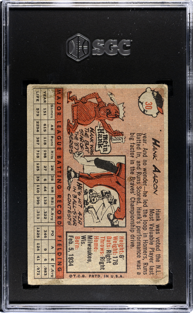 1958 Topps Hank Aaron #30 SGC 4