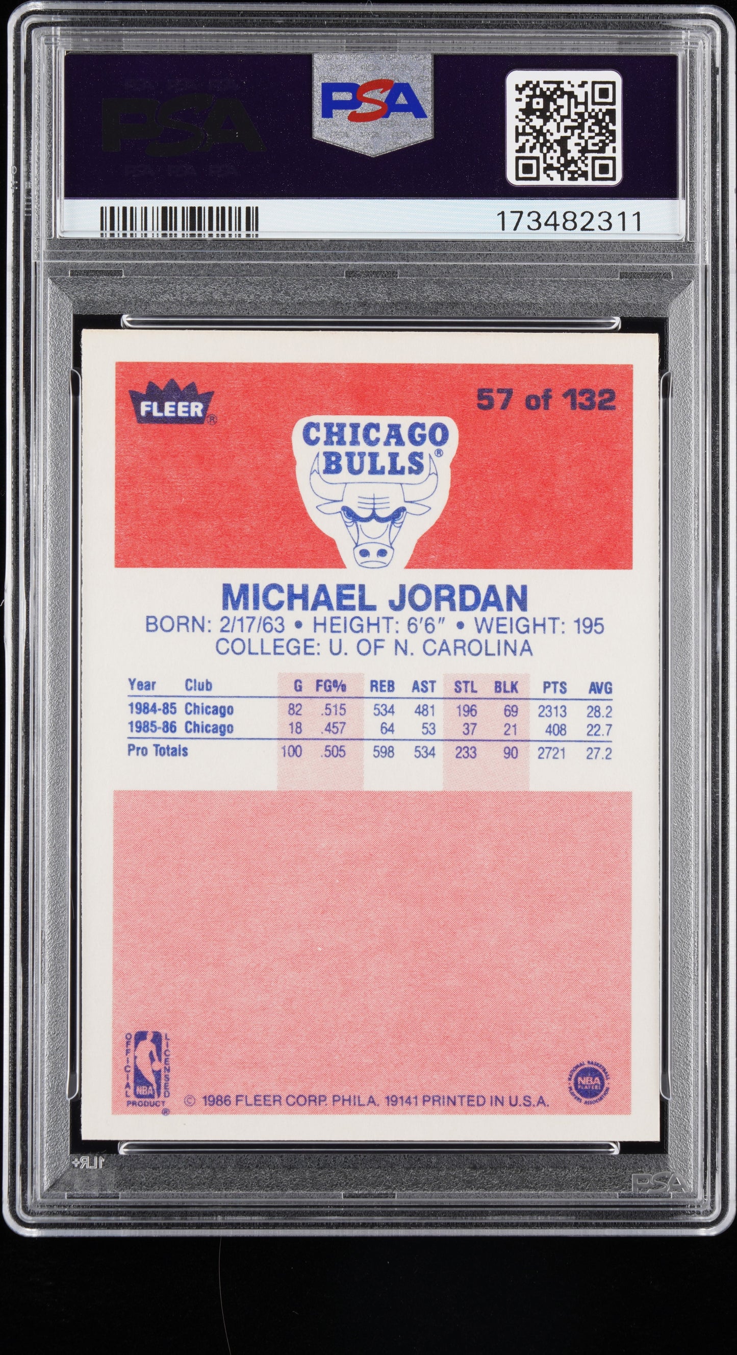 1986 Fleer Michael Jordan #57 PSA 8