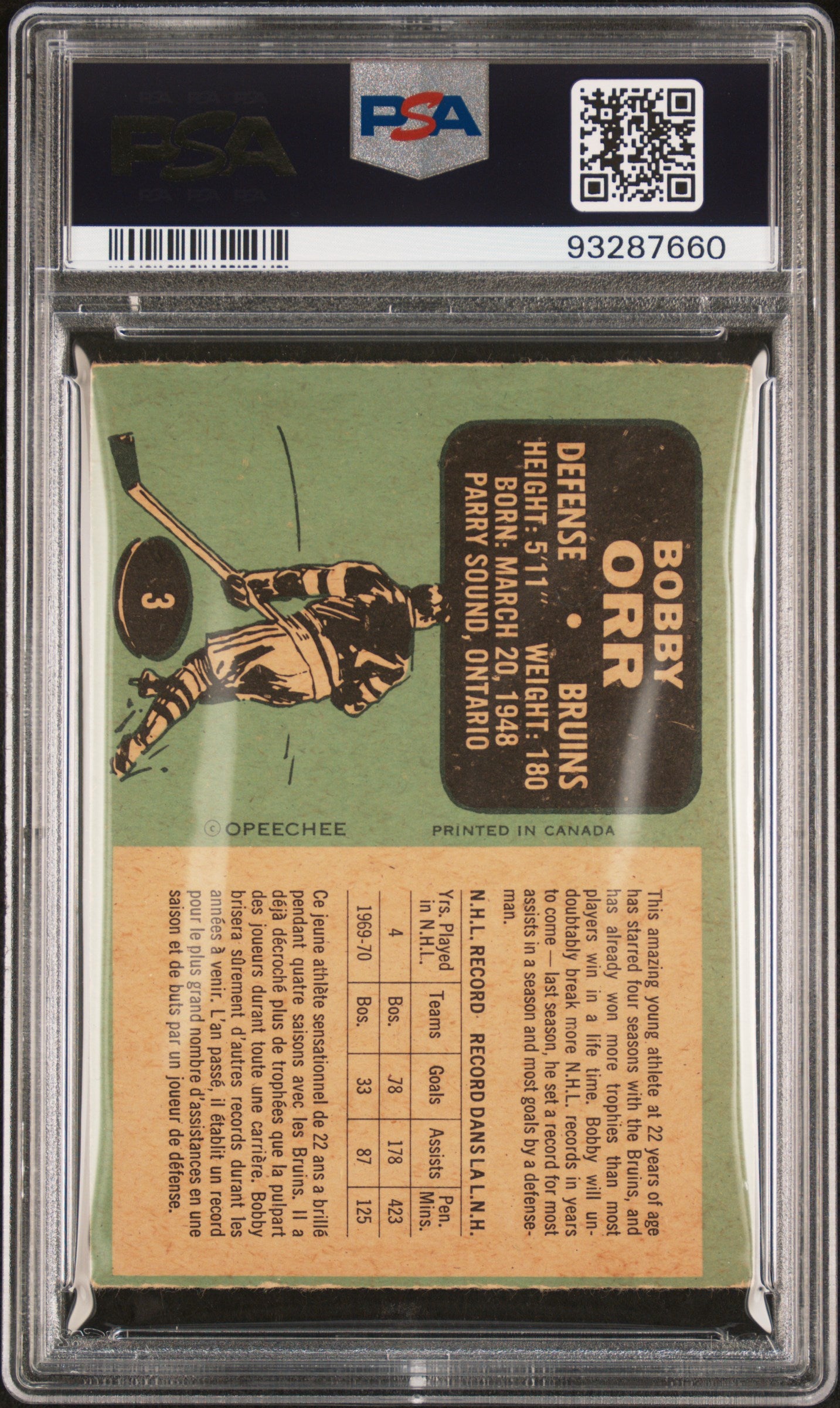 1970 O-Pee-Chee Bobby Orr #3 PSA 5