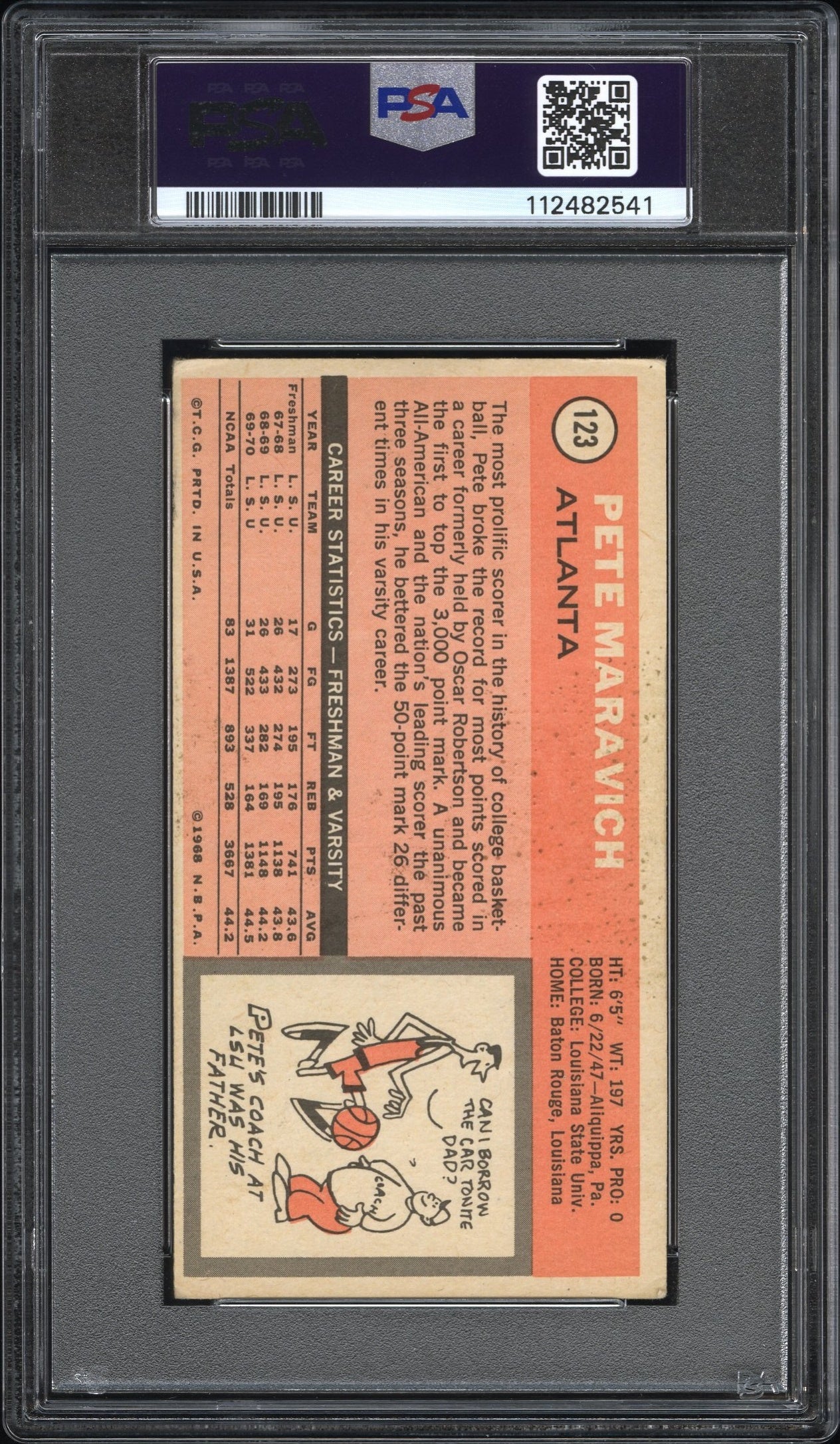 1970 Topps Pete Maravich #123 PSA 3