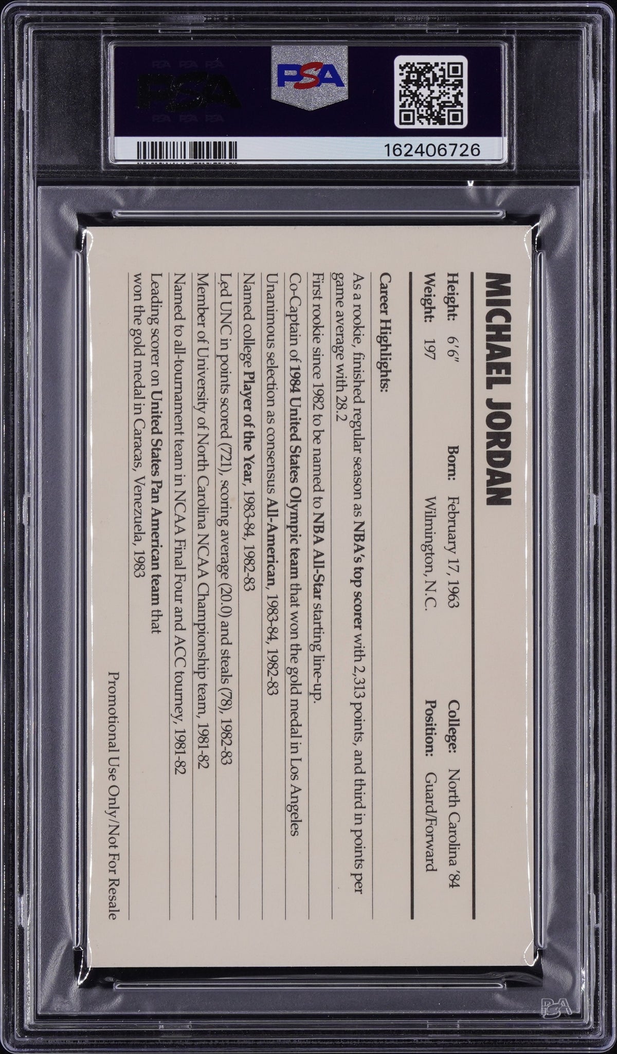 1985 Nike Michael Jordan Promo PSA 8