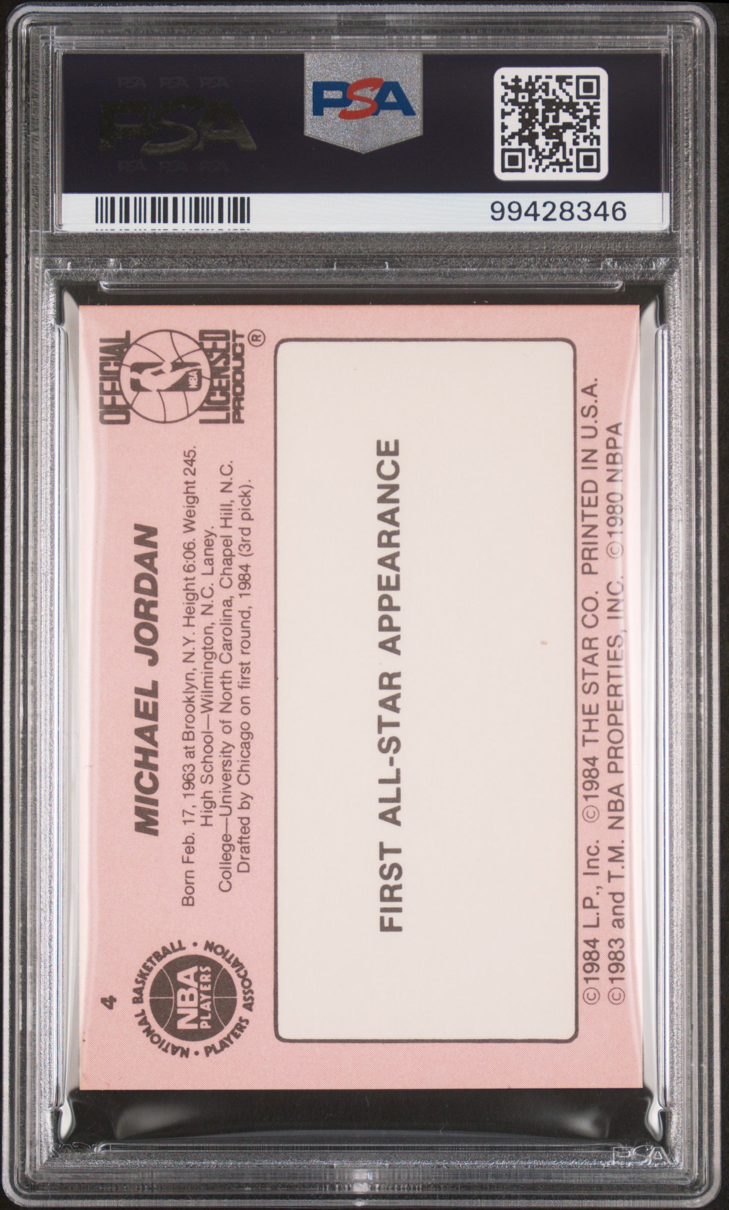 1985 Star Crunch N Munch Michael Jordan #4 PSA 8