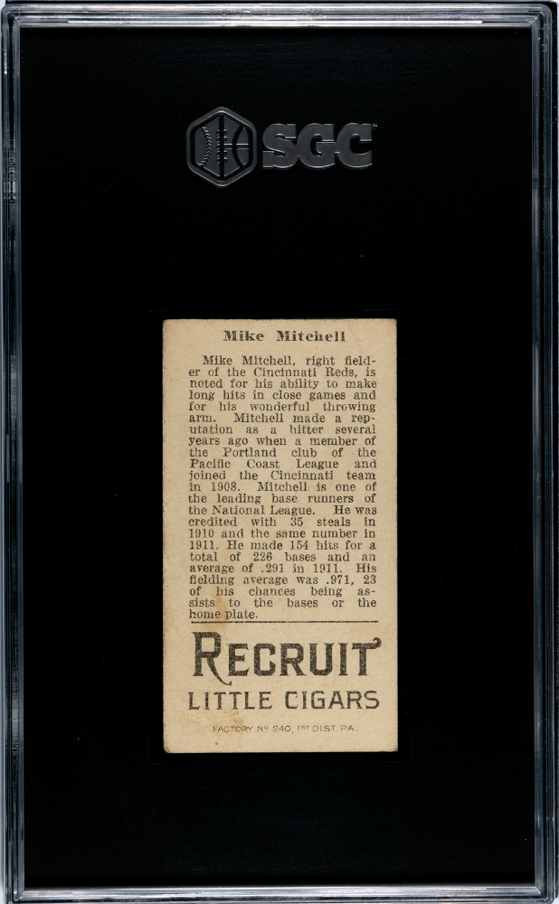 1912 Recruit Little Cigars (T207) Mike Mitchell SGC 2.5