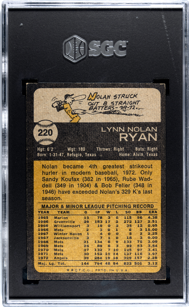 1973 Topps Nolan Ryan #220 SGC 7