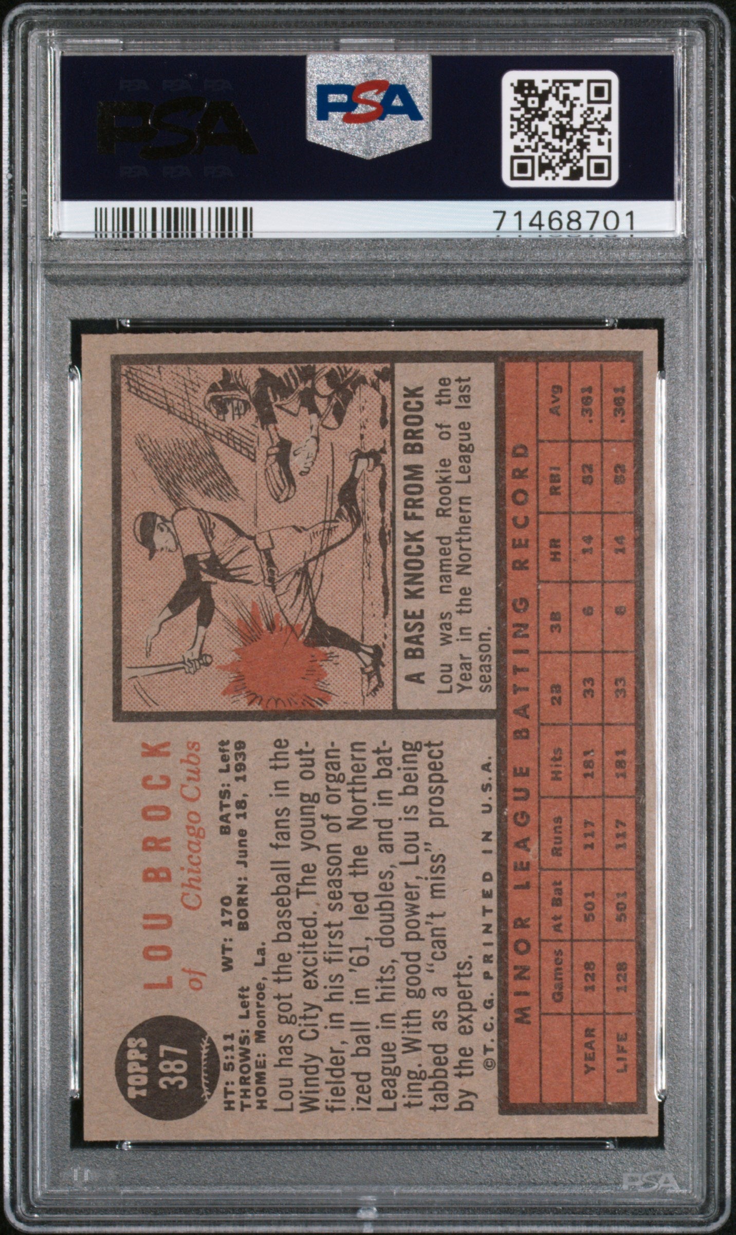 1962 Topps Lou Brock #387 Star Rookie PSA 6