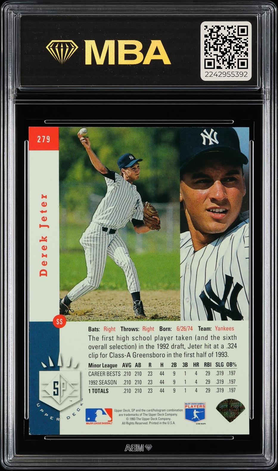 1993 SP Derek Jeter #279 Foil MBA 7
