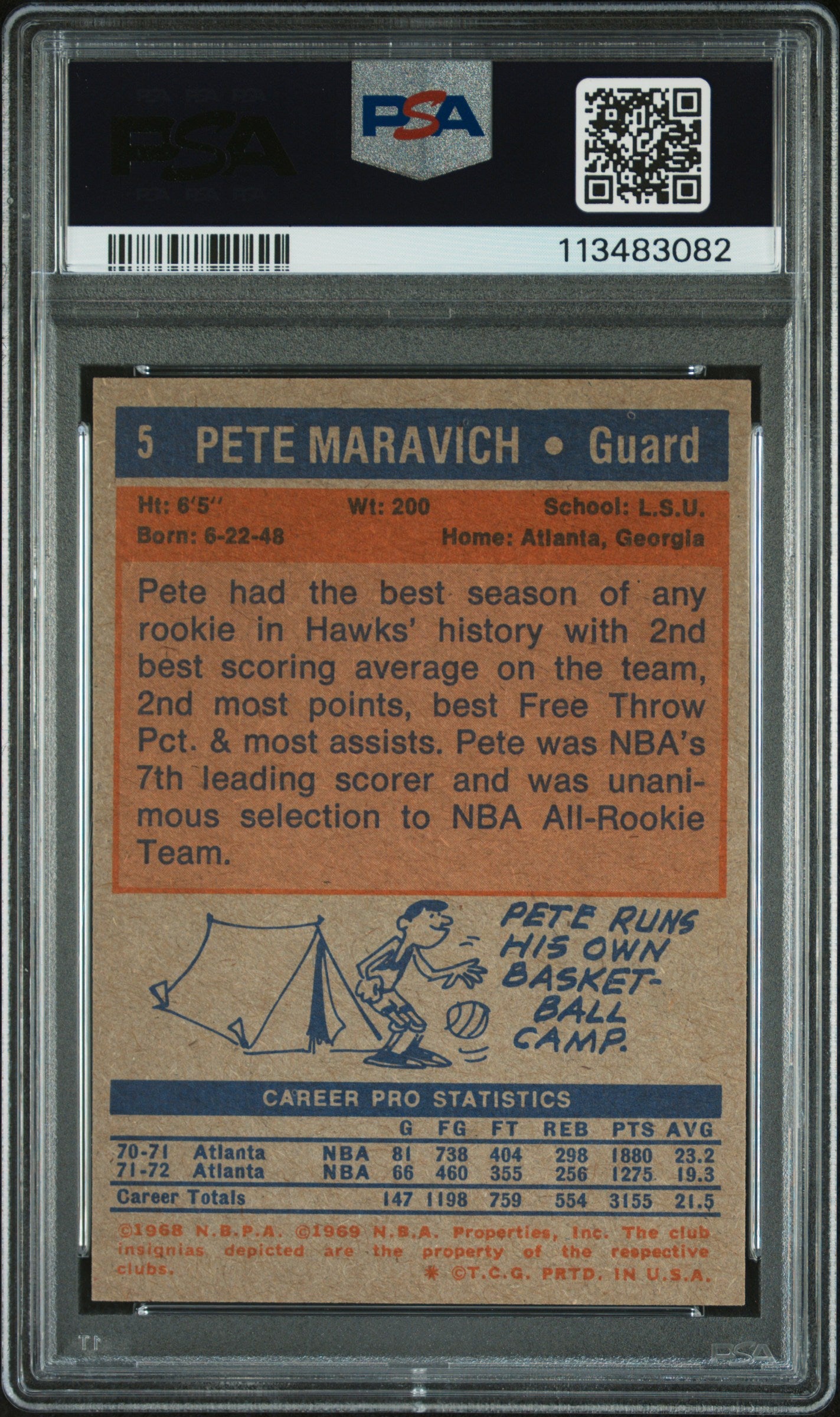 1972 Topps Pete Maravich #5 PSA 6.5