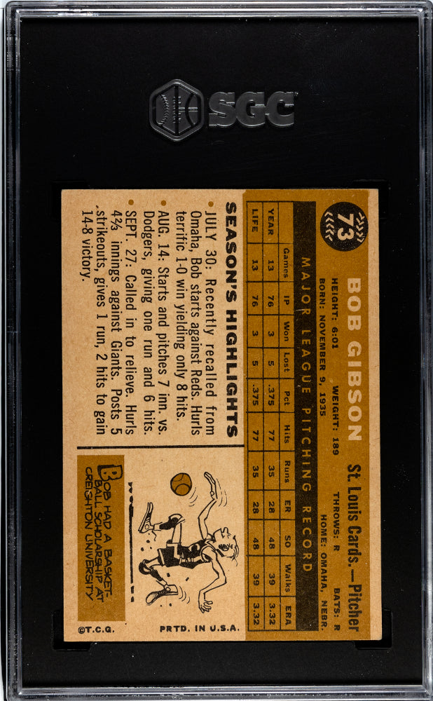 1960 Topps Bob Gibson #73 SGC 6