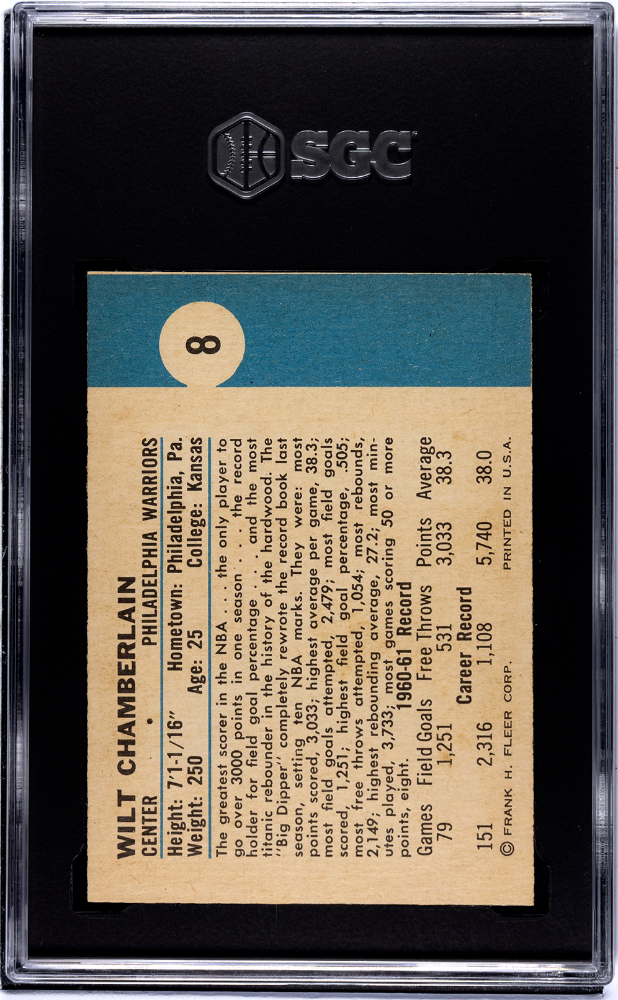 1961 Fleer Wilt Chamberlain #8 SGC 7