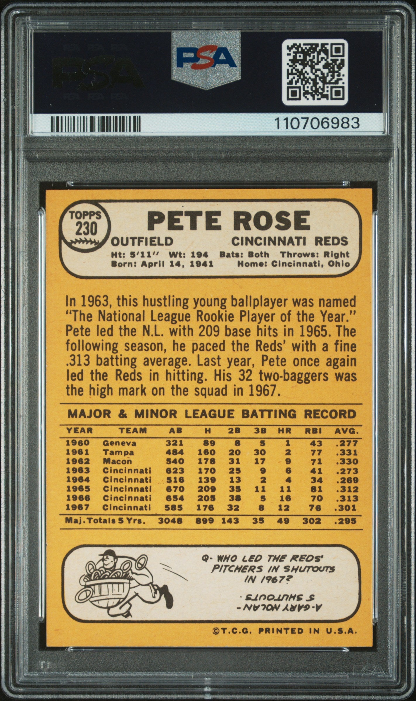 1968 Topps Pete Rose #230 PSA 9