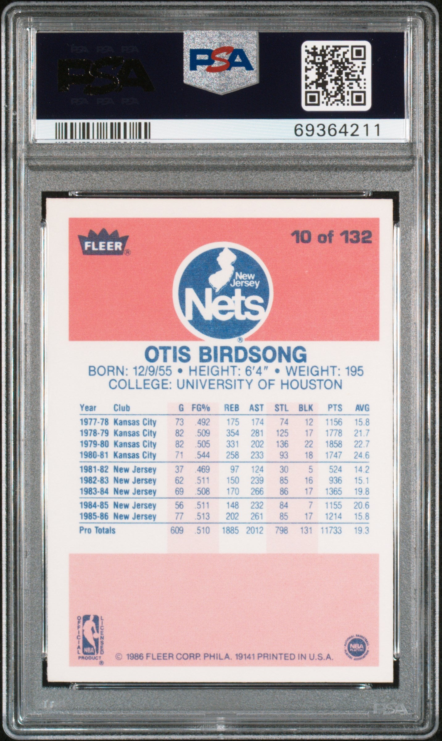 1986 Fleer Otis Birdsong #10 PSA 9