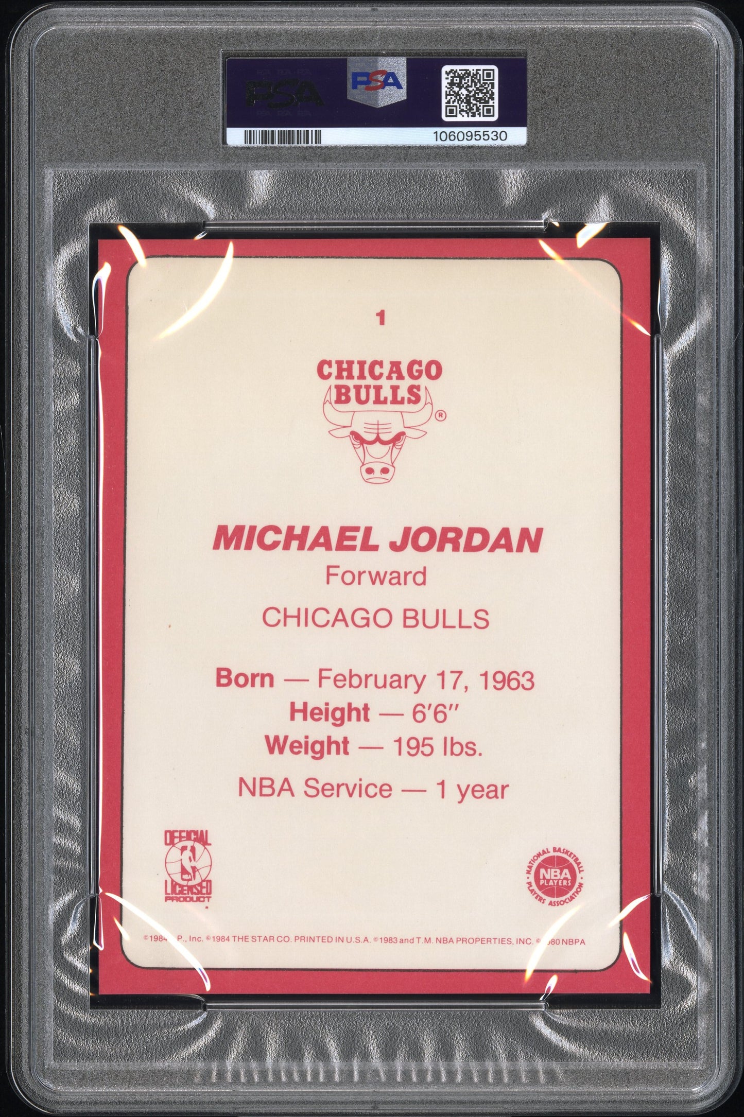 1985 Star Team Supers 5X7 Michael Jordan #1 PSA A